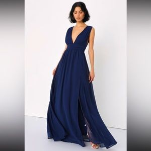 Lulus Heavenly Hues Navy Blue Maxi Dress Size Medium
